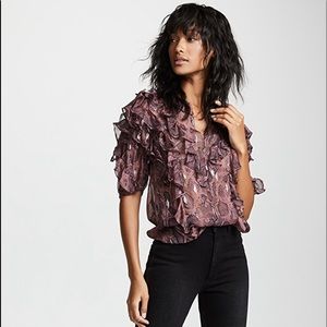 Rebbeca Taylor Ruffled Snake Skin Blouse